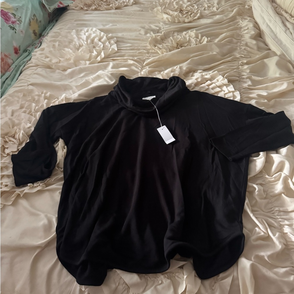Lou & Grey Black Cowl Neck Blouse